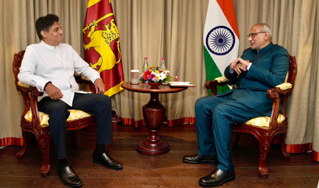 Leader of Opposition of Sri Lanka, Mr Sajith Premadasa called on Vice President, Shri C.P. Radhakrishnan in Colombo