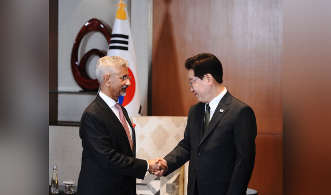 External Affairs Minister Dr. S. Jaishankar called on H.E. Mr. Lee Jae-myung, President of the Republic of Korea in New Delhi