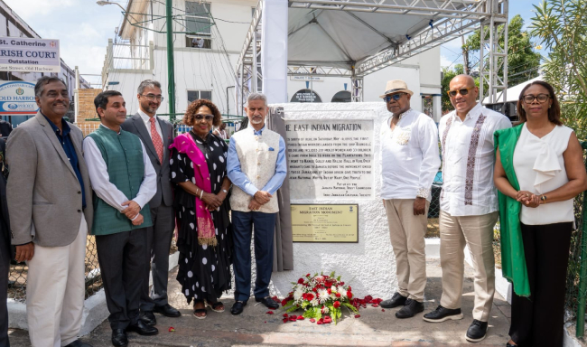 External Affairs Minister Dr. S. Jaishankar visited Old Harbour in Saint Catherine Parish, the historic site where the first Indians arrived in Jamaica over 180 years ago