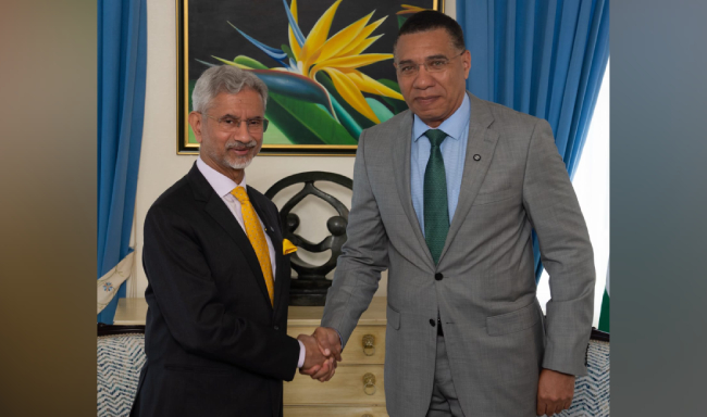 External Affairs Minister Dr. S. Jaishankar called on H.E. Mr. Andrew Holness, Prime Minister of Jamaica in Kingston