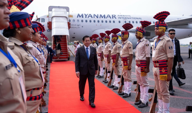 President of the Republic of the Union of Myanmar, H.E. U Min Aung Hlaing arrived in Bodh Gaya