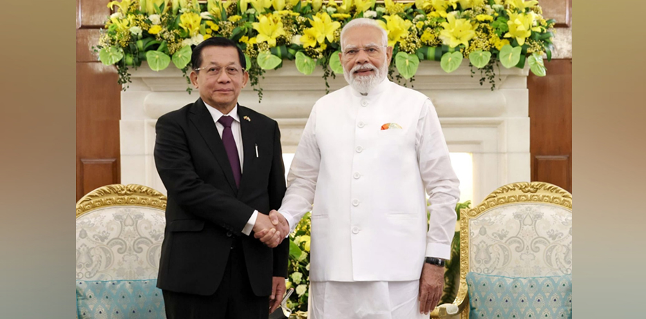 Prime Minister Shri Narendra Modi held discussions with H.E. U Min Aung Hlaing, President of the Republic of the Union of Myanmar at Hyderabad House