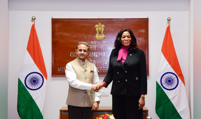Minister of State for External Affairs Shri Kirti Vardhan Singh met H.E. Ms. Anna Moraka, Deputy Minister of International Relations and Cooperation of the Republic of South Africa in New Delhi